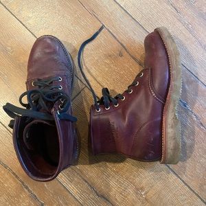 Women’s red Chippewa leather lace up utility boots. Barely worn